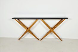 wood, opal glass console