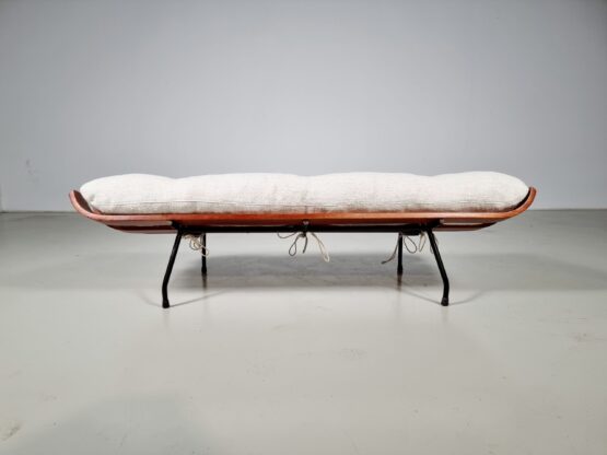 Eisler & Hauner Bone’ Bench in Imbuia and Textured fabric