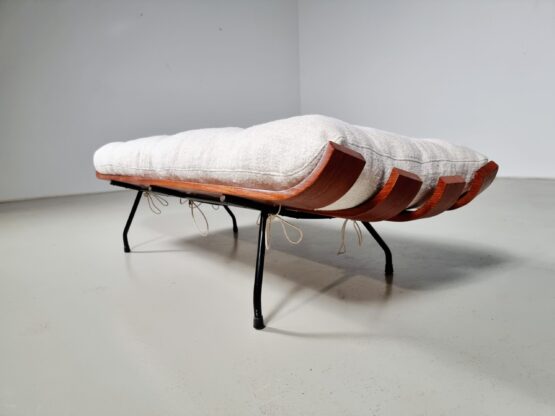 Eisler & Hauner Bone’ Bench in Imbuia and Textured fabric