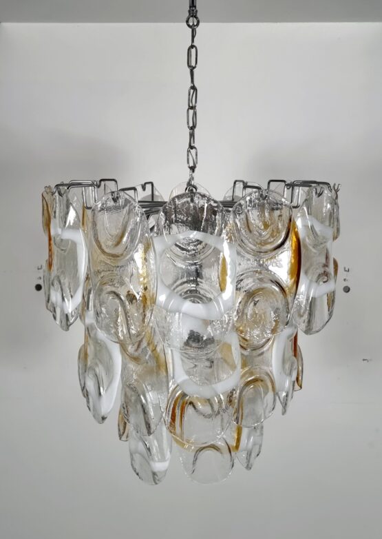 Midcentury Large Murano Glass Chandelier, Italy, 1970s