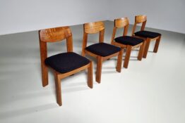 Brutalist solid oak Wood Dining Chairs