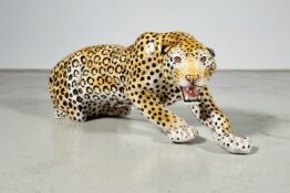 Ceramic leopard sculpture