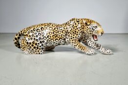 Ceramic leopard sculpture