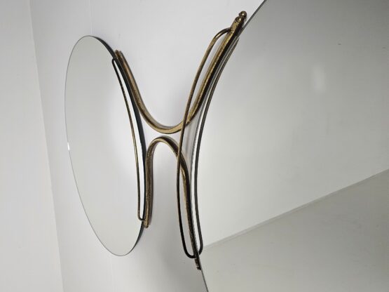 Unique Mid-Century Modern Brass Italian Large Wall Mirror, 1970s - Image 3